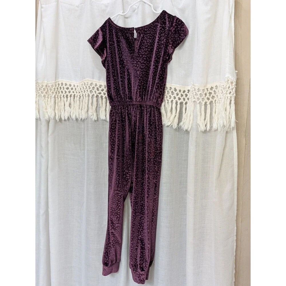 Girls So Velvet Jumpsuit Dark Purple XS 6/6X EUC